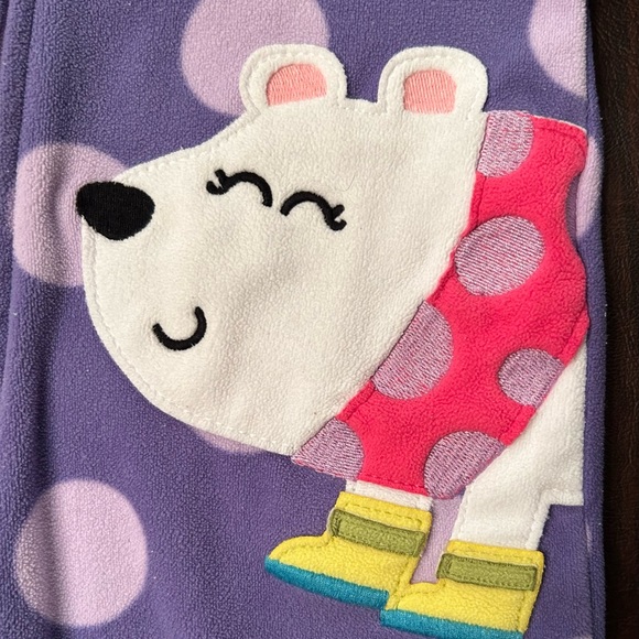 Carter’s Girls Size 12 Months Fleece Polar Bear Purple with Dots Footed Sleeper - Picture 3 of 4